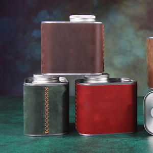 Boîte <span class=keywords><strong>de</strong></span> rangement classique en cuir véritable artisanal - Pot en métal hermétique avec valve d'évacuation - Product Image 4