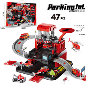 Jouet de simulation de <span class=keywords><strong>garage</strong></span> de stationnement <span class=keywords><strong>pour</strong></span> enfants, à assembler soi-même, en alliage, avec voitures de course et camions sur piste, cadeau <span class=keywords><strong>pour</strong></span> garçons - Product Image 5