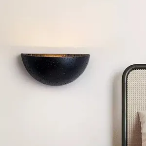 Schwarze Travertin-Halbkugel lampe mit LED-Licht Nachttisch-Korridor-Wand leuchte für Hotel-oder Restaurant-Travertin-Hintergrund - Product Image 3