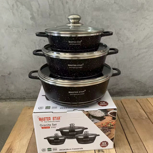 Forged Aluminum <strong>Cookware</strong> <strong>Set</strong> 6Pcs Non Stick Granite Coating Cooking Pot 20-28cm Casserole Luxury <strong>Kitchenware</strong> for Home Kitchen - Product Image 1