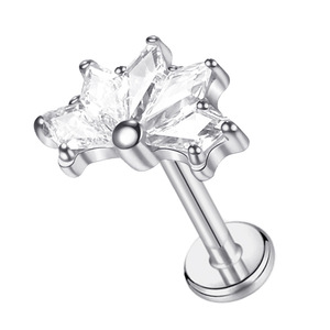 F136 Titanium Wholesale Jewerly Piercing 16g Helix Maurquise CZ Labret Fine Body <strong>Jewelry</strong> Internally Threaded Top Lip Nose Ring - Product Image 2