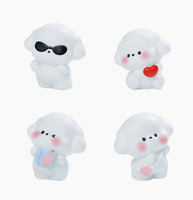 Figurines en résine de chiot blanc mignon kawaii, miniatures décoratives pour tableau de bord de voiture, bureau et jardin féerique