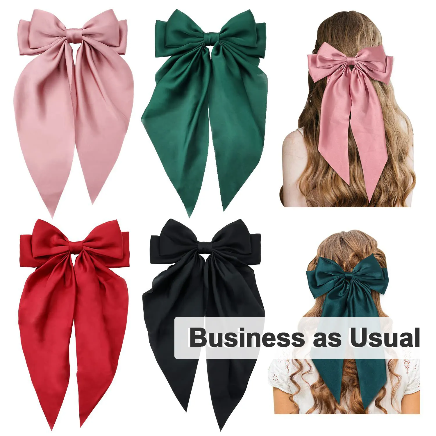 Grand nœud Barrettes longue queue français ruban épingles à cheveux doux soyeux Satin pinces à cheveux métal nœud papillon cheveux accessoires fête femmes fille