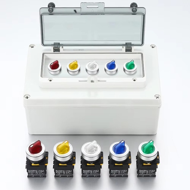 30mm Selector Switch Push Button with LED Light Self-locking Reset Knob Switch with Two/three Position Conversion