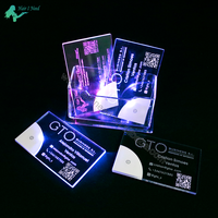 Cartes de visite personnalisées en acrylique transparent 3D avec impression gravée au laser, éclairage LED lumineux, 7 couleurs