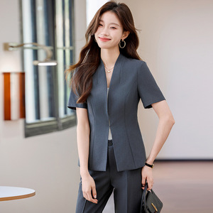 Women's Short Sleeve Blazer Lightweight Summer Breathable <b>Work</b> Suit Formal Wear - Product Image 4