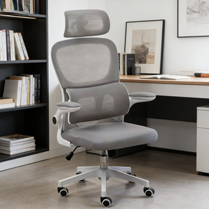 <span class=keywords><strong>Chaise</strong></span> ergonomique en maille gris clair avec protection du cou et accoudoirs réglables, <span class=keywords><strong>chaise</strong></span> d'ordinateur confortable pour le <span class=keywords><strong>bureau</strong></span> à domicile - Product Image 3