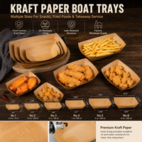Barquettes jetables en papier kraft à fentes pour frites, poulet frit, snacks et plats à emporter
