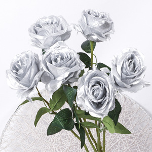 Fleurs de rose artificielles de haute qualité 2026, simulation de fleurs de Noël, fête dorée, lumière argentée, décoration de mariage, fleurs de rose - Product Image 6