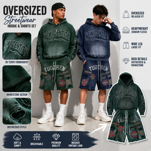 Produttori di Abbigliamento Personalizzato, Felpe <span class=keywords><strong>con</strong></span> <span class=keywords><strong>Cappuccio</strong></span> da Uomo <span class=keywords><strong>con</strong></span> Effetto Lavato, Strass e Ricami, in Grigio e <span class=keywords><strong>Blu</strong></span> <span class=keywords><strong>Scuro</strong></span> - Product Image 3