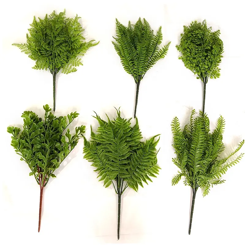 Yeşil 40 dekoratif çiçekler ve wreakler çim plastik bitkiler yapay duvar asılı plastik Rattan yaprak plastik tek bırakır