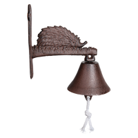 Cloche antique en métal design animal sauvage sonnette rustique en fonte hérisson pour porte d'entrée cloche de réception de ferme