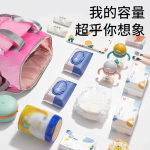 Bolsa de pañales de gran capacidad, bolsa de bebé de felpa aislada para viajes y almacenamiento, 34x16x28cm, estilo invernal - Product Image 4