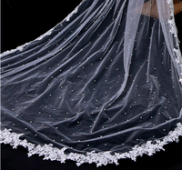 Perles élégantes de mariée belle Cape broderie de haute qualité voile de mariage dentelle ivoire longue épaule fluide châle voiles