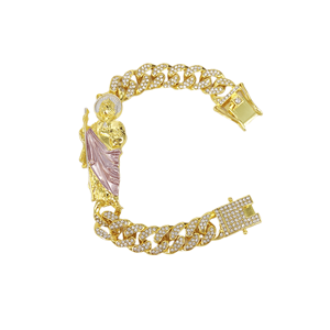 Pulsera de <span class=keywords><strong>San</strong></span> <span class=keywords><strong>Judas</strong></span> <span class=keywords><strong>Tadeo</strong></span> de HanHan Jewelry, Chapada en Oro, Cadena Cubana, Amuleto de <span class=keywords><strong>San</strong></span> <span class=keywords><strong>Judas</strong></span>, Pulsera para Hombre, Joyería Religiosa Católica - Product Image 3
