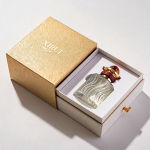Botella de Perfume de Vidrio de Lujo con Forma de Ola, con Pulverizador Dorado, Botella de Perfume de Vidrio Vacía en Degradado Ámbar - Product Image 5