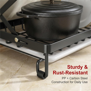 Carbon Steel Rust Proof Folding <b>Dish</b> Drying Rack Chopsticks <b>Dishes</b> Storage Kitchen Drainage Rack - Product Image 4