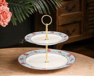 New British Style Porcelain 2-<b>layer</b> Cake Plate for Afternoon Tea and Home Use - Product Image 2