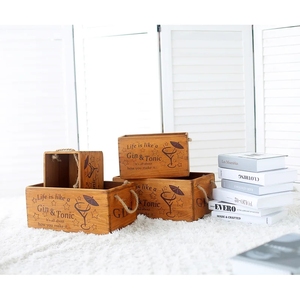 JUNJI Mộc Mạc Khai Hoang Gỗ Crate Hộp Gỗ Cổ Điển Rượu Vang Lưu Trữ Crate Hộp Quà Tặng Trang Trí Nội Thất Gỗ Lồng Thùng Thảo Mộc - Product Image 2