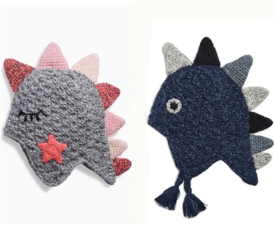 Del fumetto Bambini Del Cappello Del Beanie Per Il Bambino Appena Nato Pieno Caldo Abbigliamento Dinosauro Del Bambino di Spessore Cappello Lavorato A Maglia