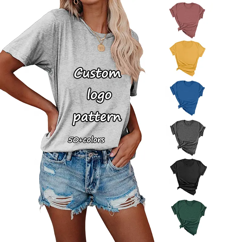 Western Wholesale Plus Size Streetwear T Shirt Custom T Shirt Printing Blank Women's Girls T-shirts