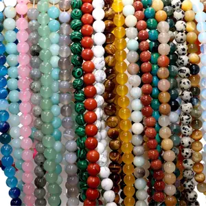 Vente en gros de perles en pierre naturelle 4 6 8 10 mm Agates oeil de tigre de lave Lapis Lazuli perles de pierre en vrac pour bijoux bracelet à bricoler soi-même collier