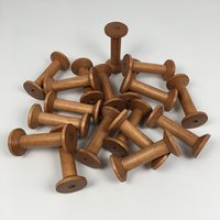 Bobine en bois poli 3,5x7,5 cm, accessoire artisanal pour bricolage, outils, design floral vintage