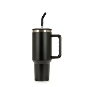 Ice Bully Cup Car Cup 304 Stainless Steel 40OZ With Handle Straw Outdoor Car Large Capacity Thermos Cup