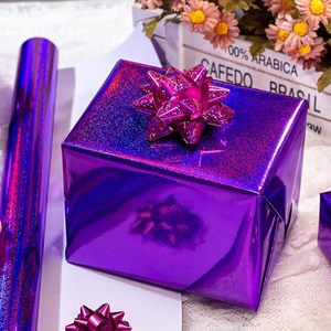 Wholesale Custom Original Purple Laser Metallic Holographic Iridescent Point Gift <b>Wrapping</b> <b>Paper</b> for Birthday Gift Packaging - Product Image 3