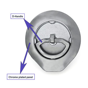 Poignée en D sans clé, loquet à anneau encastré, camion, camping-car, bateau, chromé, alliage de zinc chromé, poignées en D rondes - Product Image 2