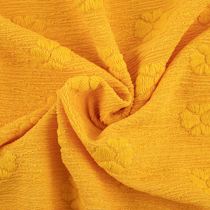Premium Floral Jacquard Liverpool Tela ecológica 98% Poliéster 2% <span class=keywords><strong>Spandex</strong></span> Textil amarillo estirable para diseño de moda - Product Image 4