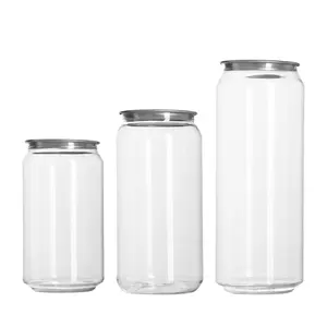 350mlコールドドリンクソフト炭酸飲料ボトルPETバブルソーダウォーターボトル、簡単に開けられる蓋付き透明なプラスチック製ソフトドリンク缶