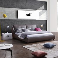 Ensemble de meubles de chambre à coucher en cuir, luxueux et élégant, design italien moderne, grande taille, dernier lit double de styliste, offre spéciale