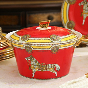 Wholesale 58 Pieces Western Luxury Dining Room Sets Red Horse Home Decors Fine Bone China <b>Dinnerware</b> Sets - Product Image 2