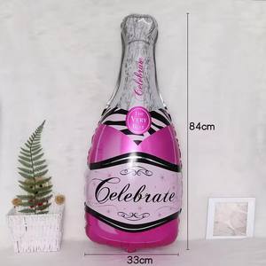 2 Piezas de Botella de Champán y Copa de Vino Decorativas con Globo Grande, Lazo Rosa, Decoración <span class=keywords><strong>para</strong></span> Fiesta de Cumpleaños y Boda - Product Image 6
