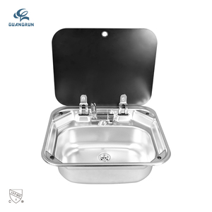 Évier de luxe pour camping-car avec entrée d'eau en acier inoxydable, certification CUPC, avec couvercle en verre trempé pour accessoires de voiture et de camping-car - Product Image 1