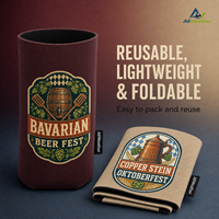 Manchon isotherme pliable en néoprène de 12 oz pour canette, avec logo personnalisé et impression de badge vintage Oktoberfest Beer Festival