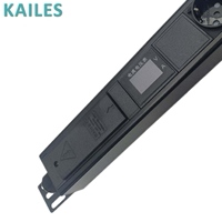 KAILES Série PDU à compteur monophasé 16A 12 prises DIN49440 Boîtier en alliage d'aluminium 200-250VAC Unité de distribution d'alimentation pour