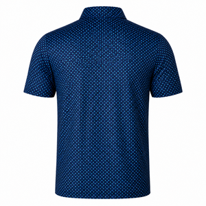 Men <b>Navy</b> Blue Golf Polo Shirt Short Sleeve Printed Pattern Quick Dry Breathable Stretch Sportswear Casual Golf Shirt Ready Stock - Product Image 6