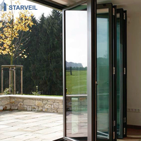 Porte pliante moderne Starveil à cadre en aluminium pour maisons et villas avec verre trempé, entrée extérieure