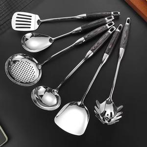Juego de utensilios de cocina Jieyang de acero inoxidable 304, 12 piezas, kit de espátulas y cucharas de madera de ébano, antideslizante, resistente al calor, fácil de limpiar - Product Image 4