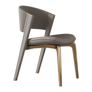 Chaise de salle à manger de luxe en acier inoxydable, design italien moderne, revêtement en cuir, finition chrome doré, mobilier pour la maison, le bar et le <span class=keywords><strong>restaurant</strong></span> - Product Image 4