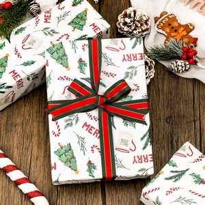 Flyhill Christmas Wrapping Paper 17 Inch X 33 Feet White Gift Wrap With Trees Pine Leaves Merry Design Recyclable - Product Image 5