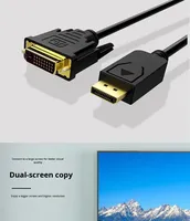 Câble DVI VGA 6FT 1,8m pour PC portable, adaptateur convertisseur 4K HDTV 1080P pour moniteur avec gaine en PVC