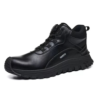 Chaussures de travail pour hommes personnalisées en gros, en cuir pleine fleur imperméable, résistantes à l'usure, avec embout en acier et anti-perforation