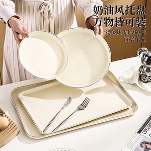 Rectangular Pp <b>Plastic</b> <b>Tray</b> White Anti Drop For Home Living Room Storage Teacups Water Cups Fruits Snacks - Product Image 2
