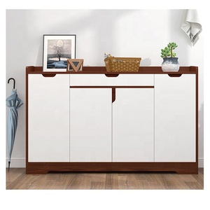 <strong>White</strong> and Oak Veneer 4 Door <strong>Shoe</strong> Cupboard - Hallway or Bedroom <strong>Shoe</strong> <strong>Storage</strong> - Product Image 3