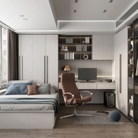 Ensemble de meubles de chambre à coucher personnalisé, lit tatami en bois massif taille complète, armoire monobloc, table de chevet, bureau extensible, design moderne