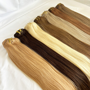 Extension de <span class=keywords><strong>cheveux</strong></span> Remy à clipser à double tirage Extensions de <span class=keywords><strong>cheveux</strong></span> 100% <span class=keywords><strong>cheveux</strong></span> humains à cuticule alignée - Product Image 1