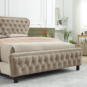 Luxury Modern Wooden Frame Velvet Upholstered Tufted <strong>Platform</strong> <strong>Double</strong>/Queen/King Size Bedroom <strong>Bed</strong> - Product Image 6